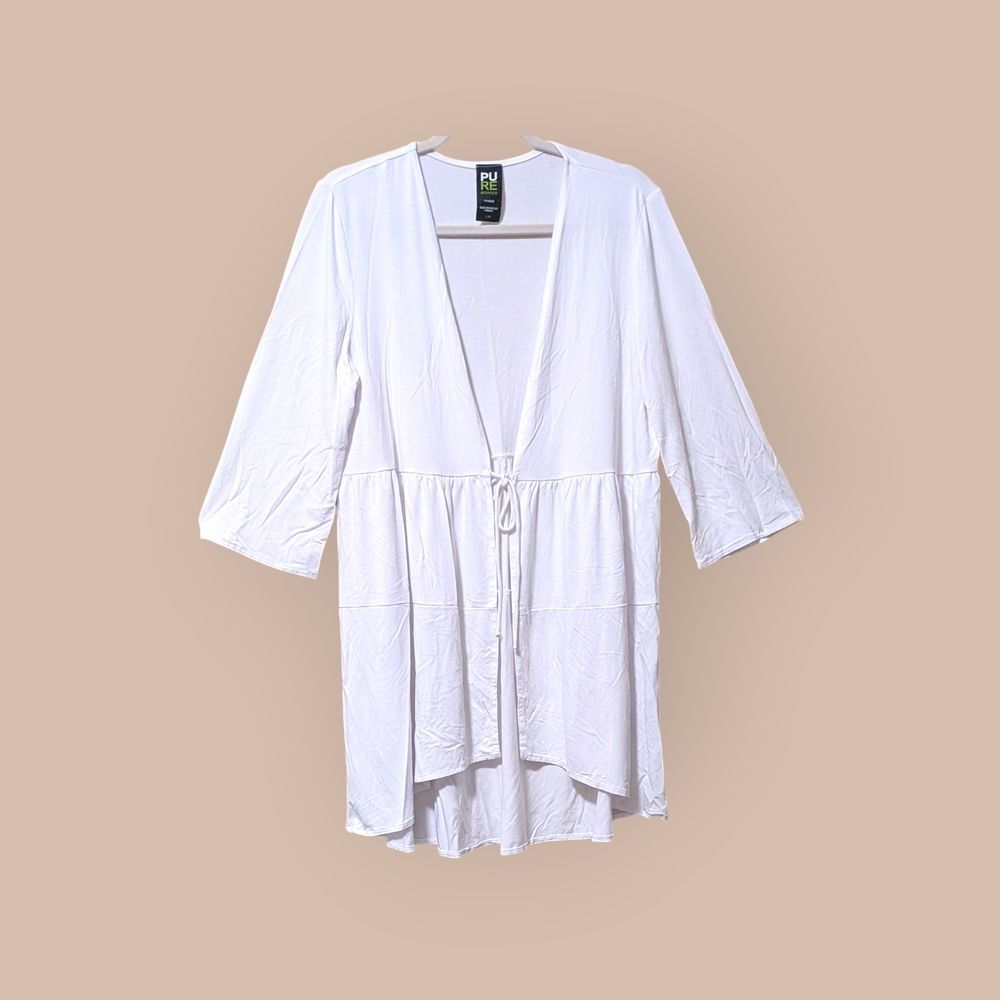Pure Essence Elegant White Cardigan Sweater size Large